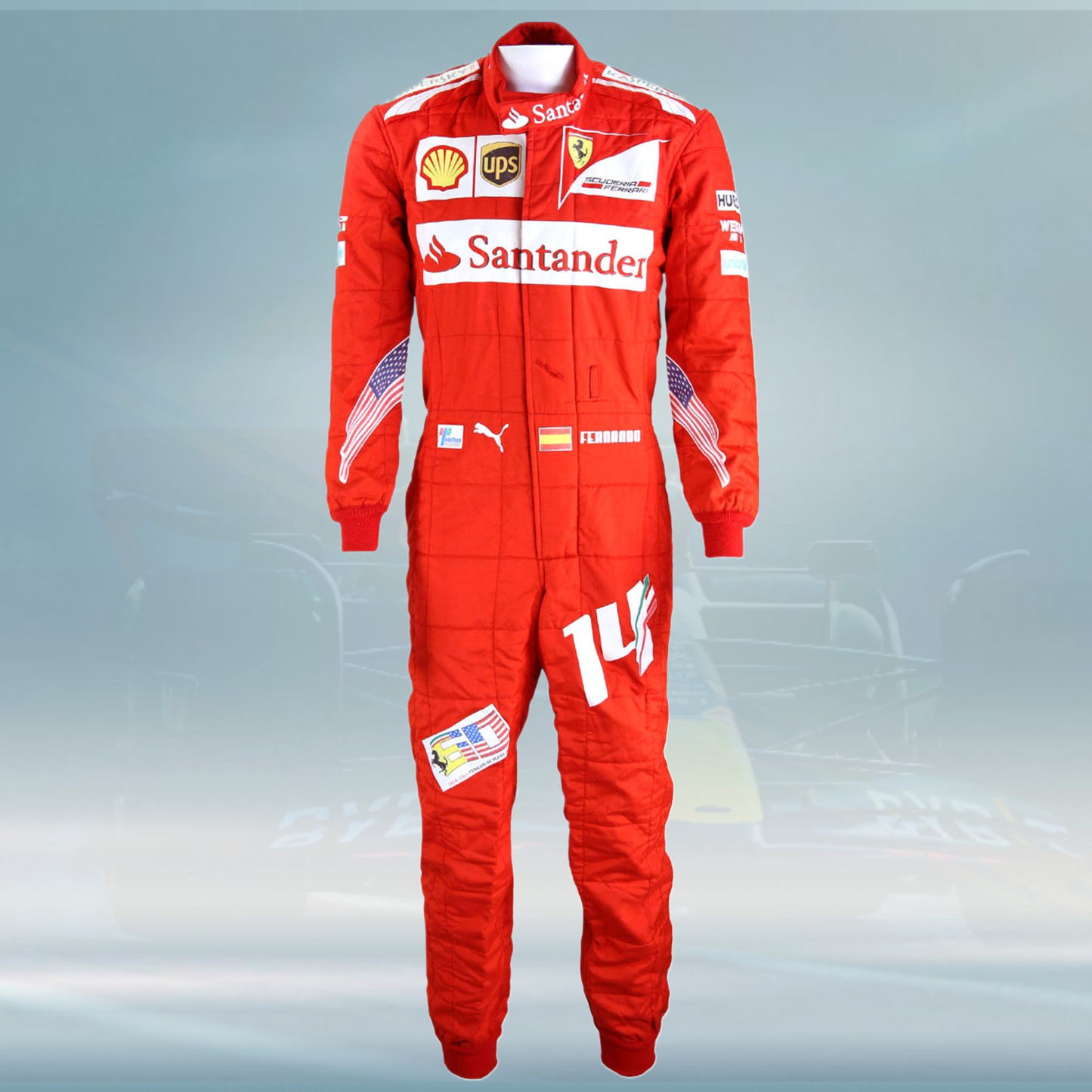 2014 Fernando Alonso United States GP Race Scuderia Ferrari F1 Suit