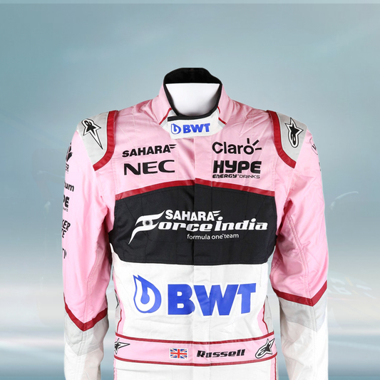 2017 George Russell Abu Dhabi GP FP Force India F1 Suit