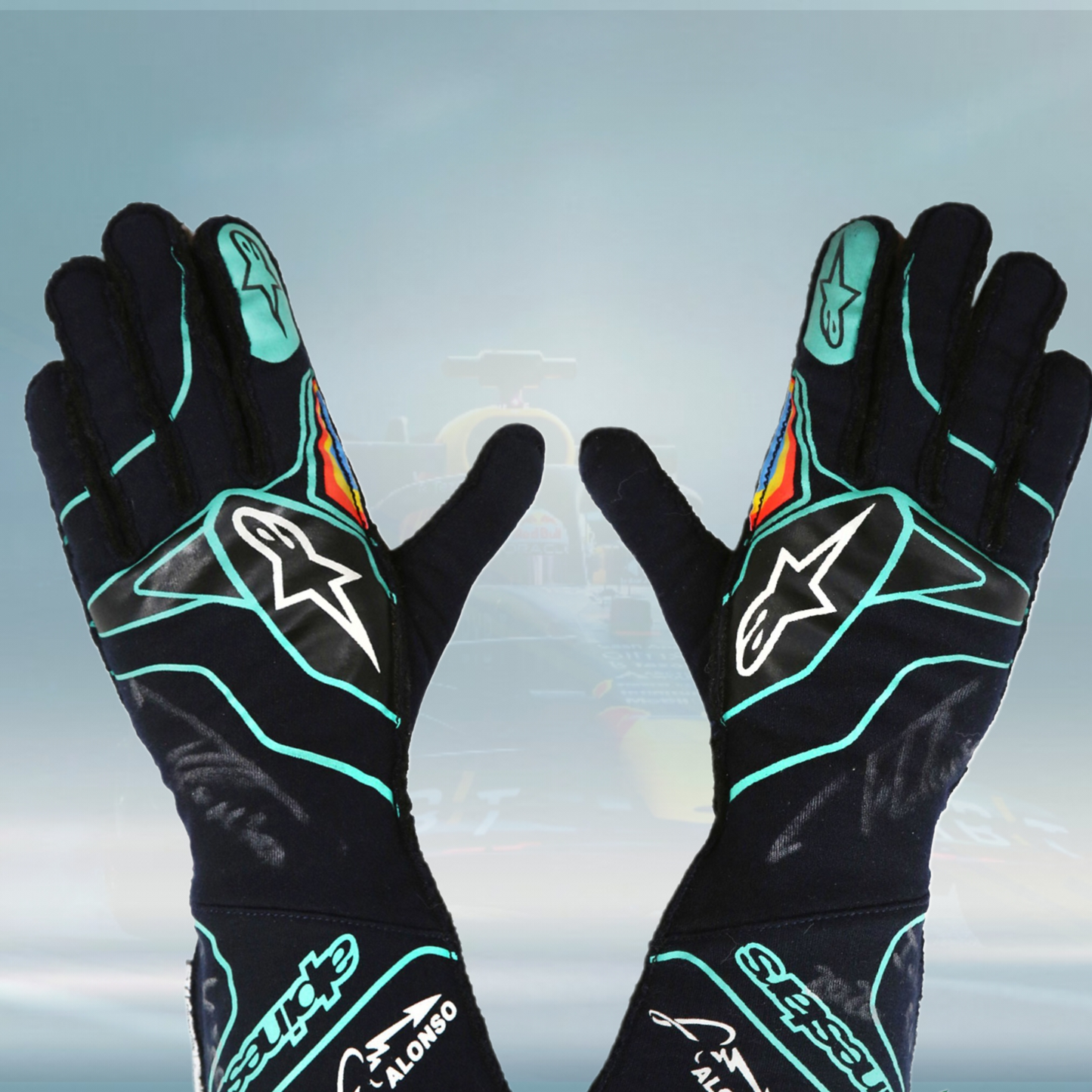 2020 Fernando Alonso Indy 500 Arrow McLaren SP Alpinestars Gloves - Rental Sports