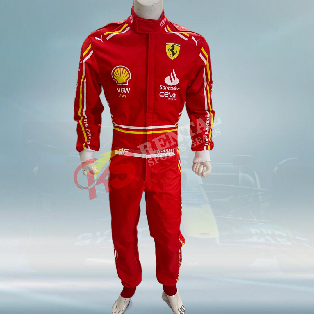 2024 Charles Leclerc Digital Sticker Printed F1 Scuderia Ferrari Race suit - Rental Sports
