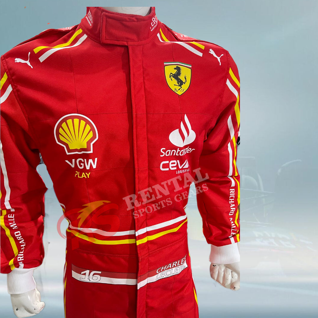 2024 Charles Leclerc Digital Sticker Printed F1 Scuderia Ferrari Race suit - Rental Sports