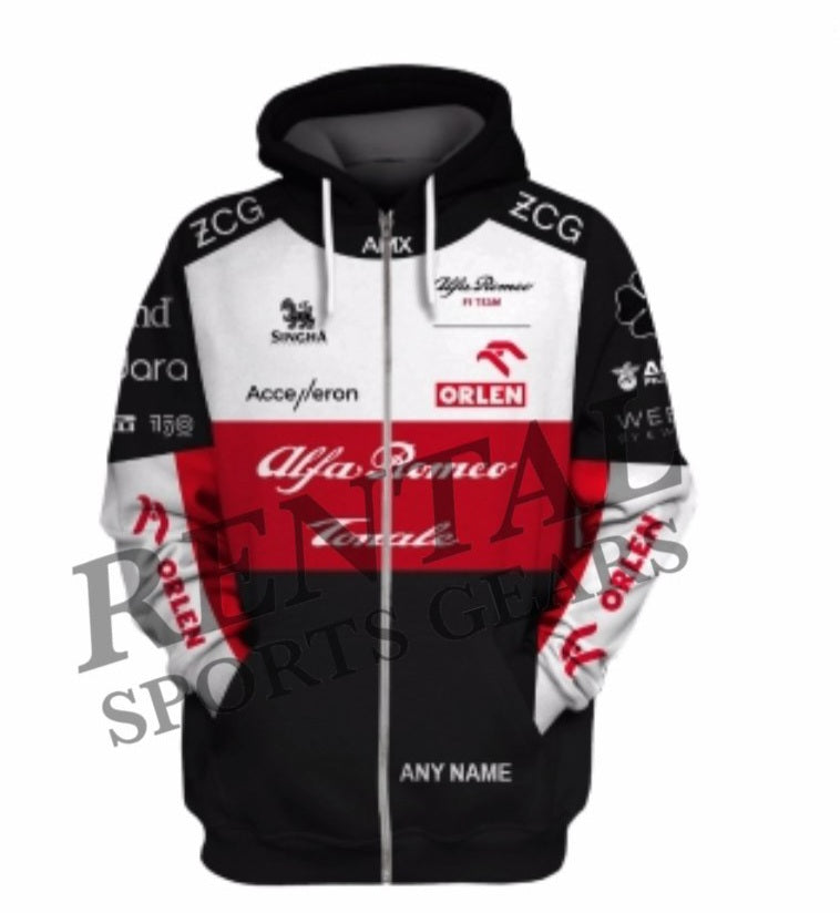 2022 Alfa Romeo New Race Hoodie Zhou Guanyu F1 Race Hoodie - Rental Sports