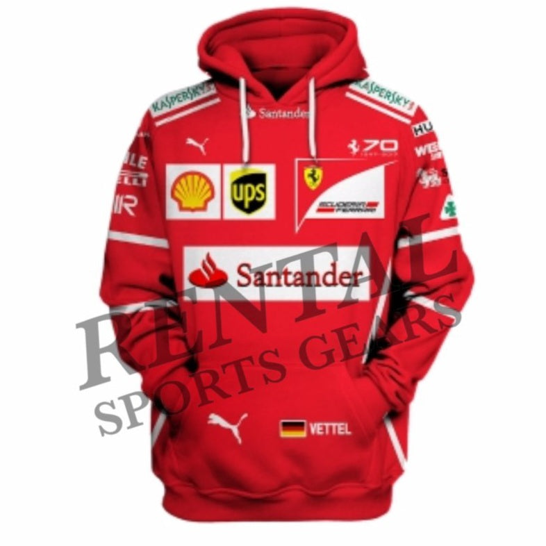 Sebastian Vettel's Ferrari 2017 F1 Race Hoodie - Rental Sports