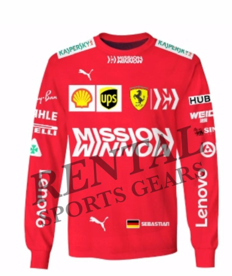 2019 Sebastian Vettel Race Scuderia Ferrari F1 Race T-Shirt - Rental Sports
