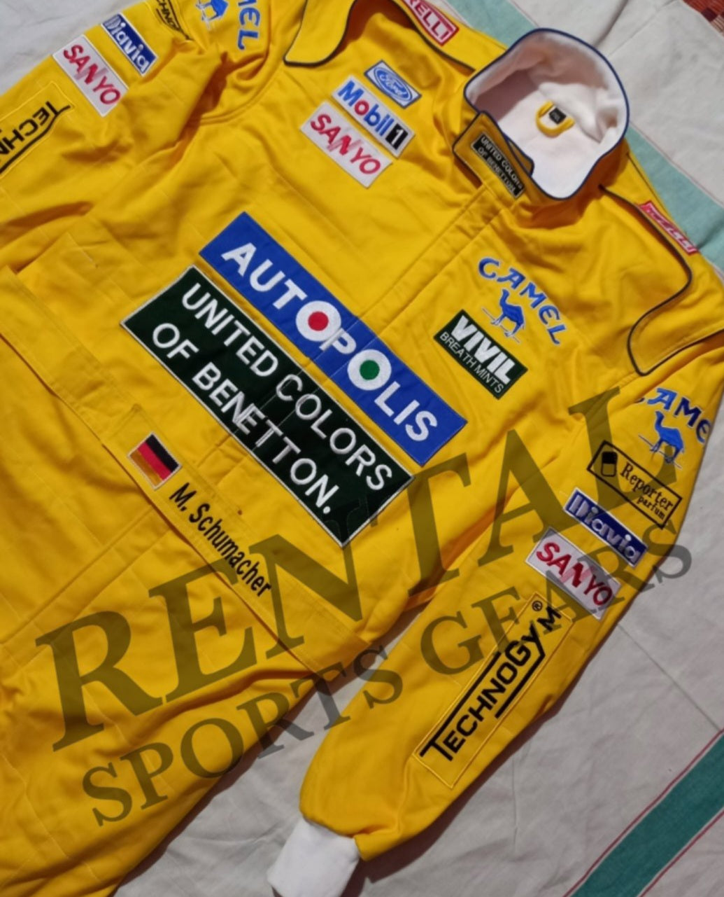Michael Schumacher 1992 Embroidery racing suit / Benetton F1 | F1 Replica Embroidery Race Suit - Rental Sports