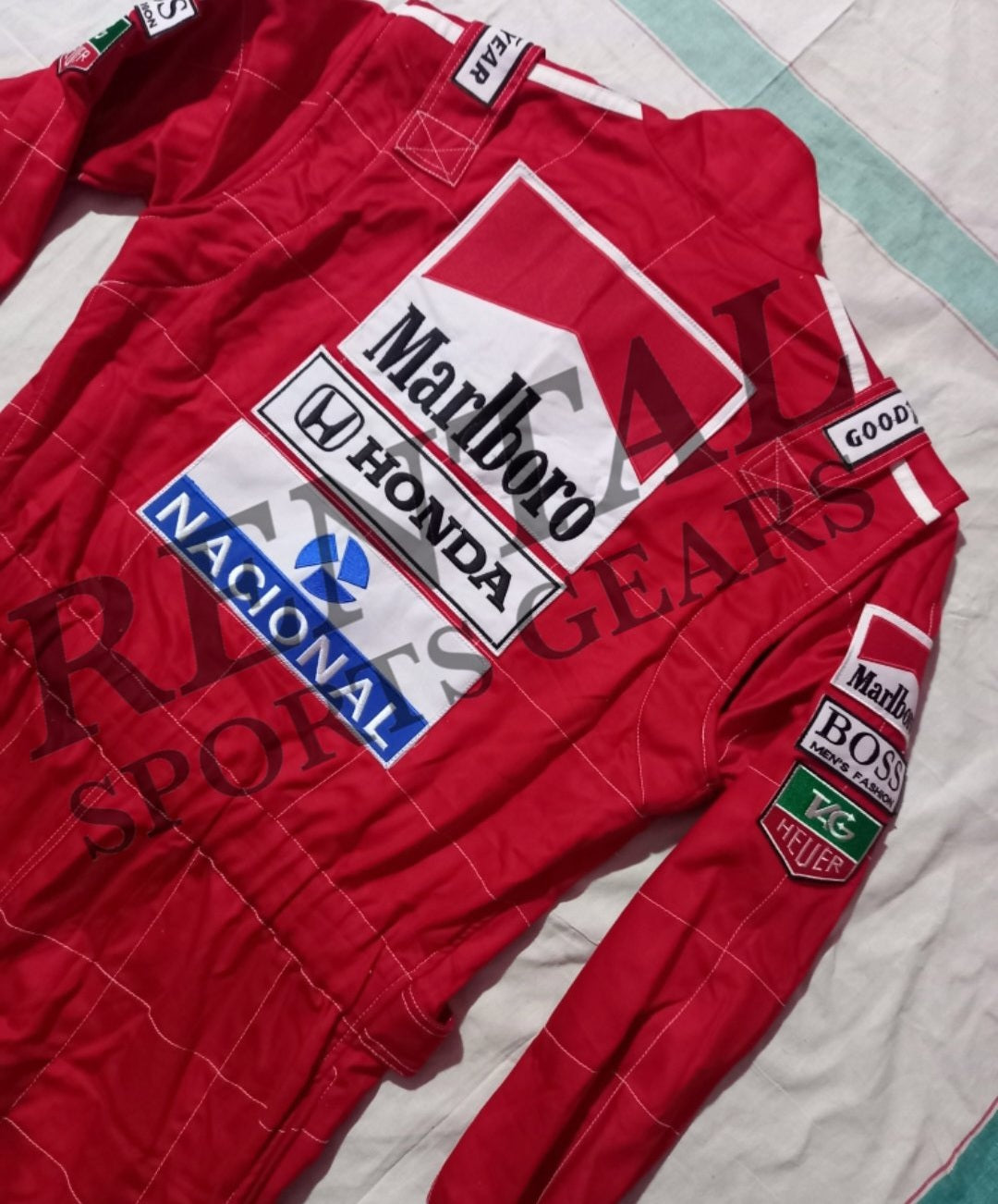 Ayrton Senna 1991 racing suit Embroidery Mc Laren F1 | F1 Replica Embroidery Race Suit - Rental Sports