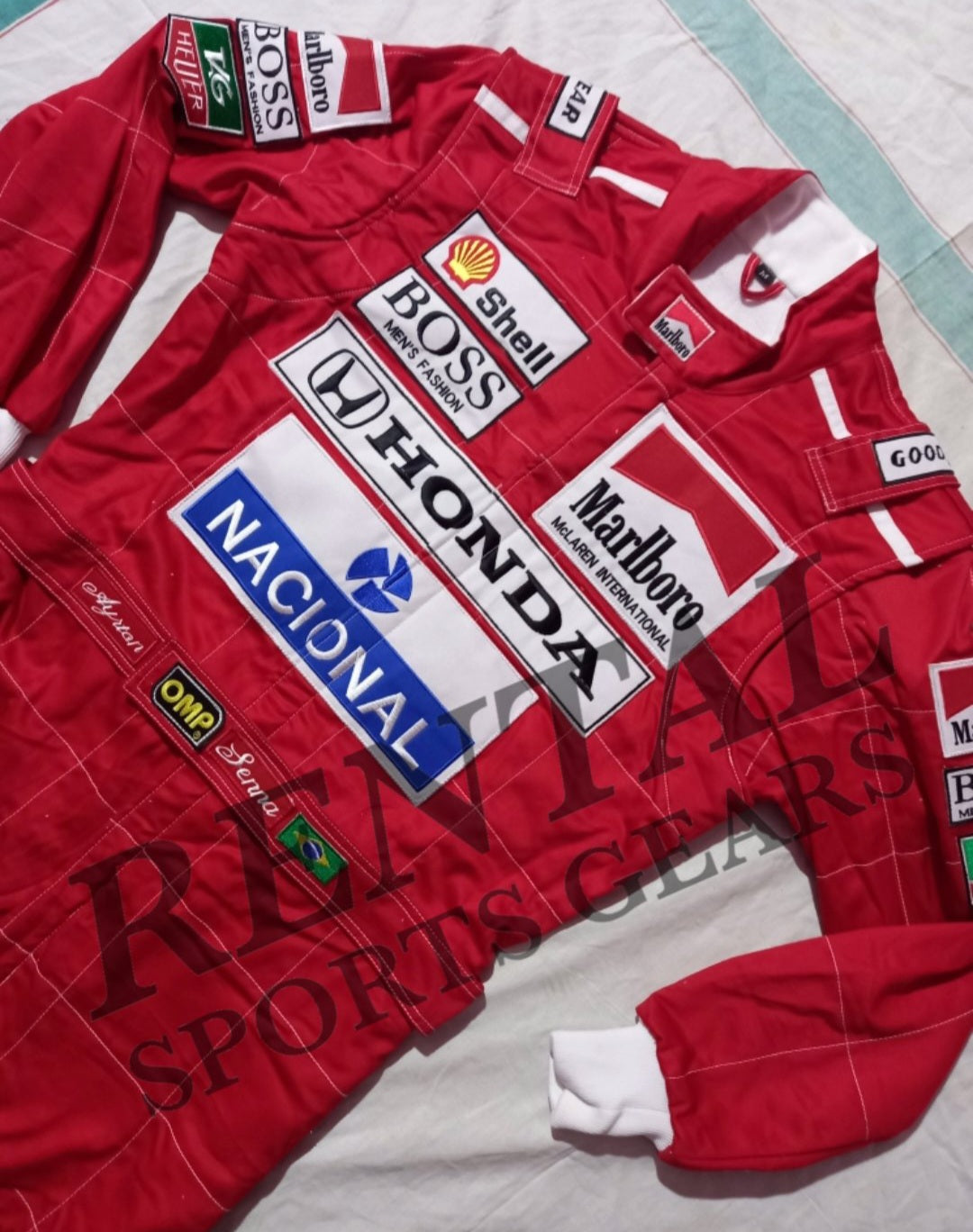 Ayrton Senna 1991 racing suit Embroidery Mc Laren F1 | F1 Replica Embroidery Race Suit - Rental Sports