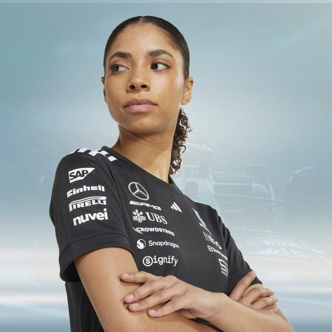 Mercedes AMG Petronas adidas F1 2025 Team Driver T-Shirt - Black - Womens