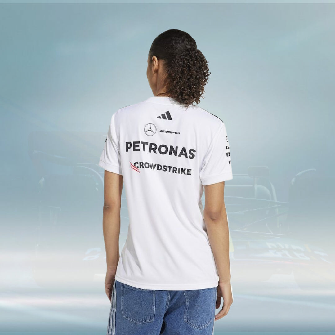Mercedes AMG Petronas adidas F1 2025 Team Driver T-Shirt - White - Womens