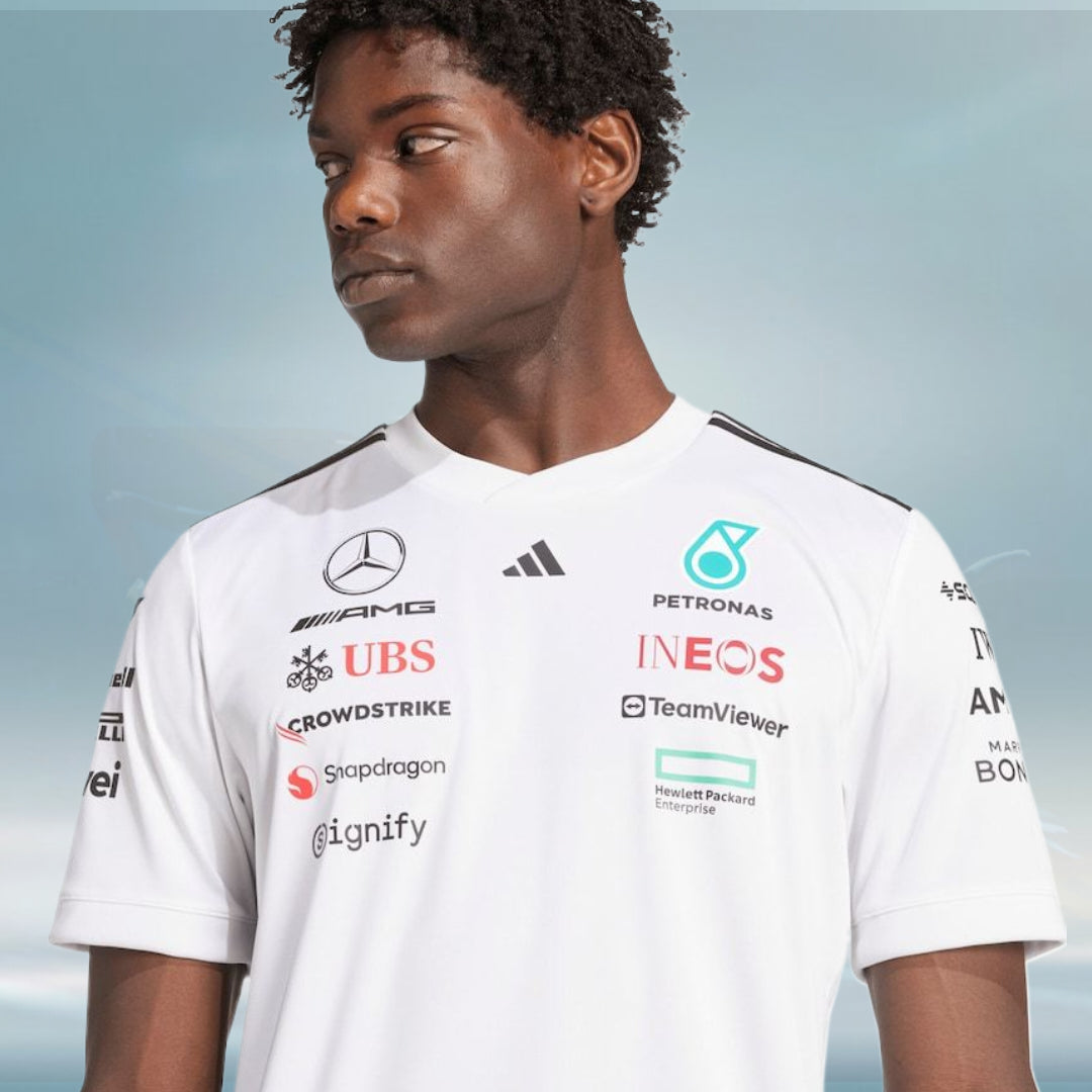 Mercedes AMG Petronas adidas F1 2025 Team Driver T-Shirt - White