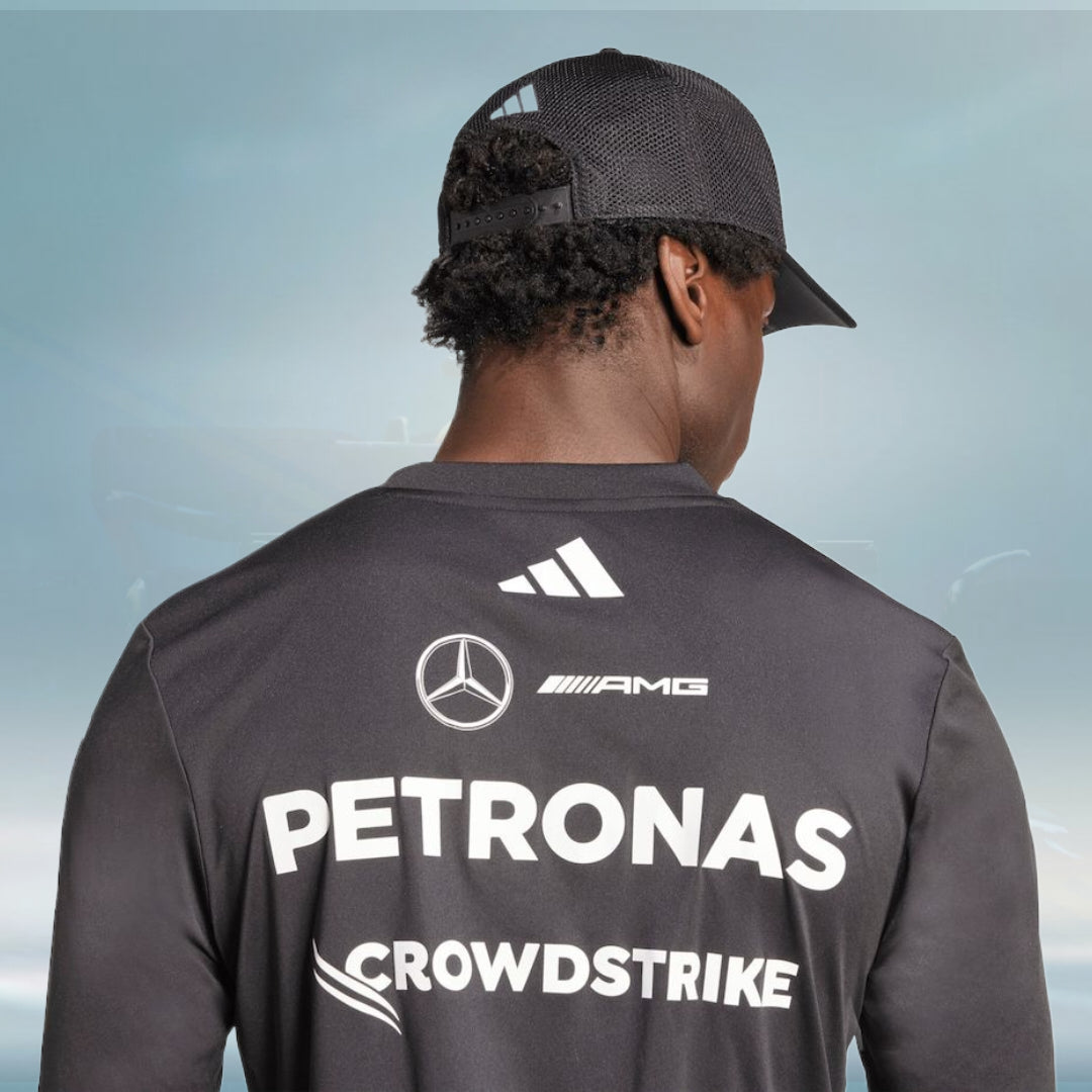 Mercedes AMG Petronas adidas F1 2025 Team Long Sleeve Driver T-Shirt - Black