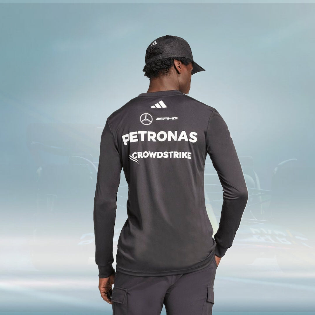 Mercedes AMG Petronas adidas F1 2025 Team Long Sleeve Driver T-Shirt - Black