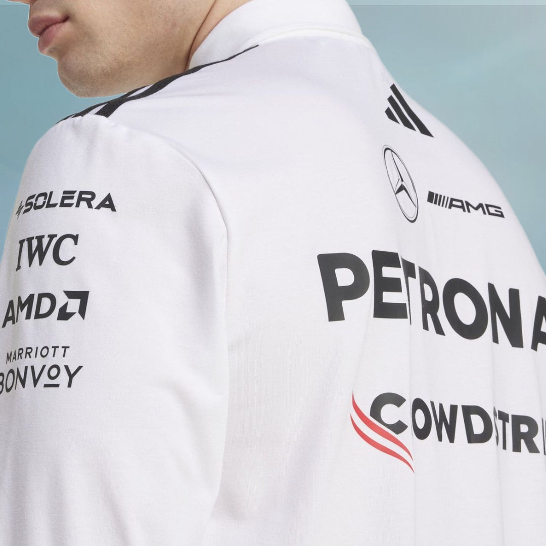 Mercedes AMG Petronas adidas F1 2025 Team Long Sleeve Polo - White