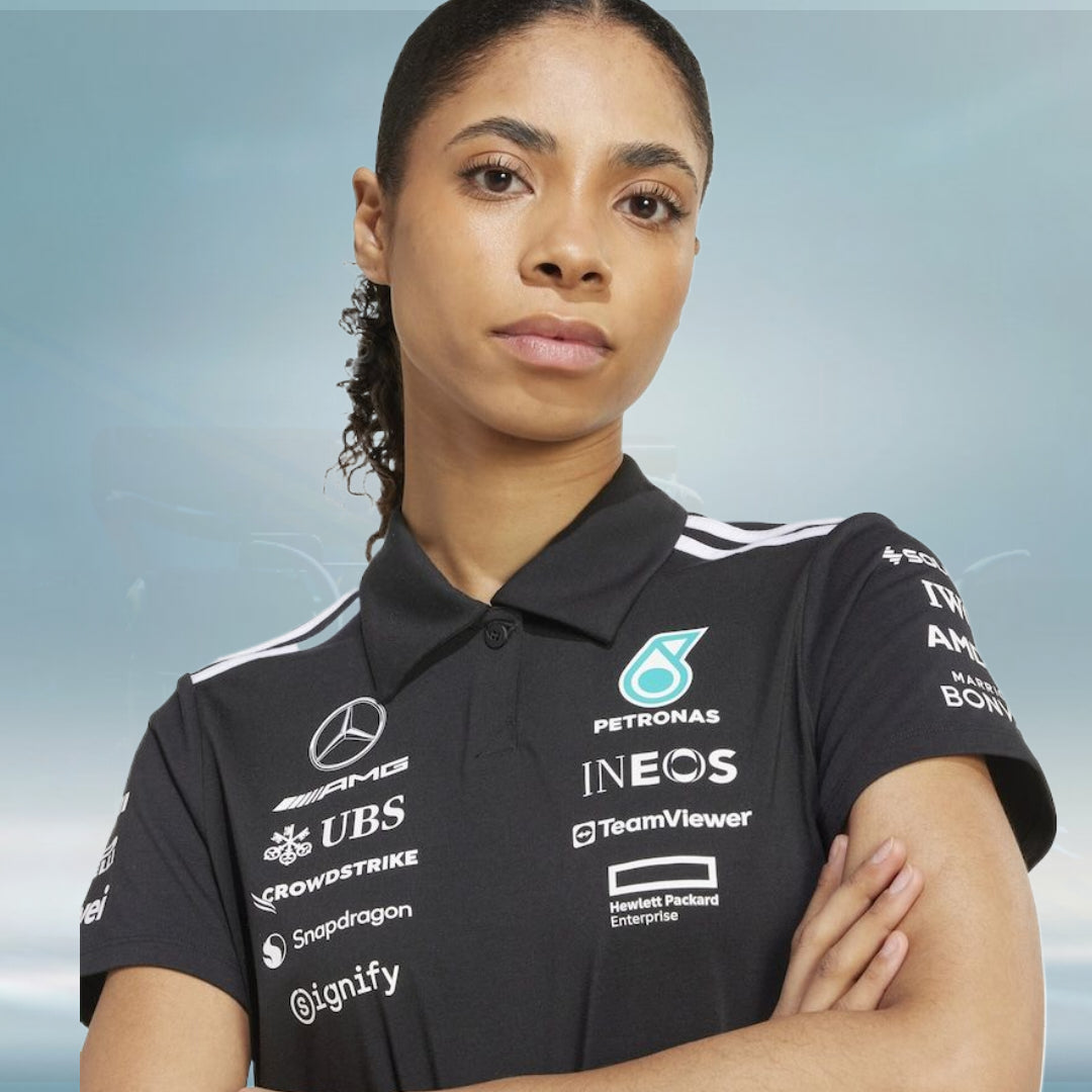 Mercedes AMG Petronas adidas F1 2025 Team Polo - Black - Womens