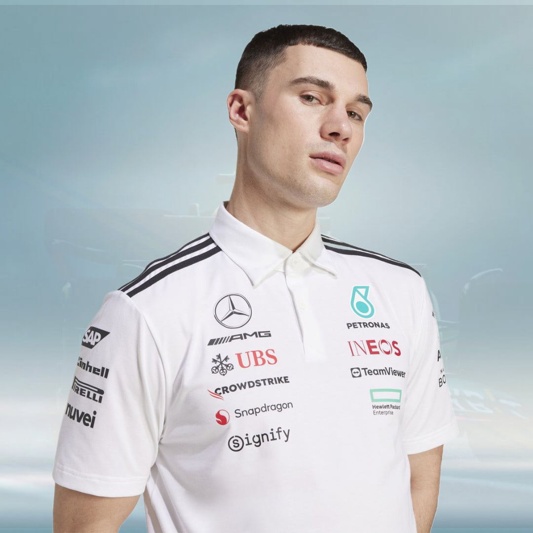 Mercedes AMG Petronas adidas F1 2025 Team Polo - White
