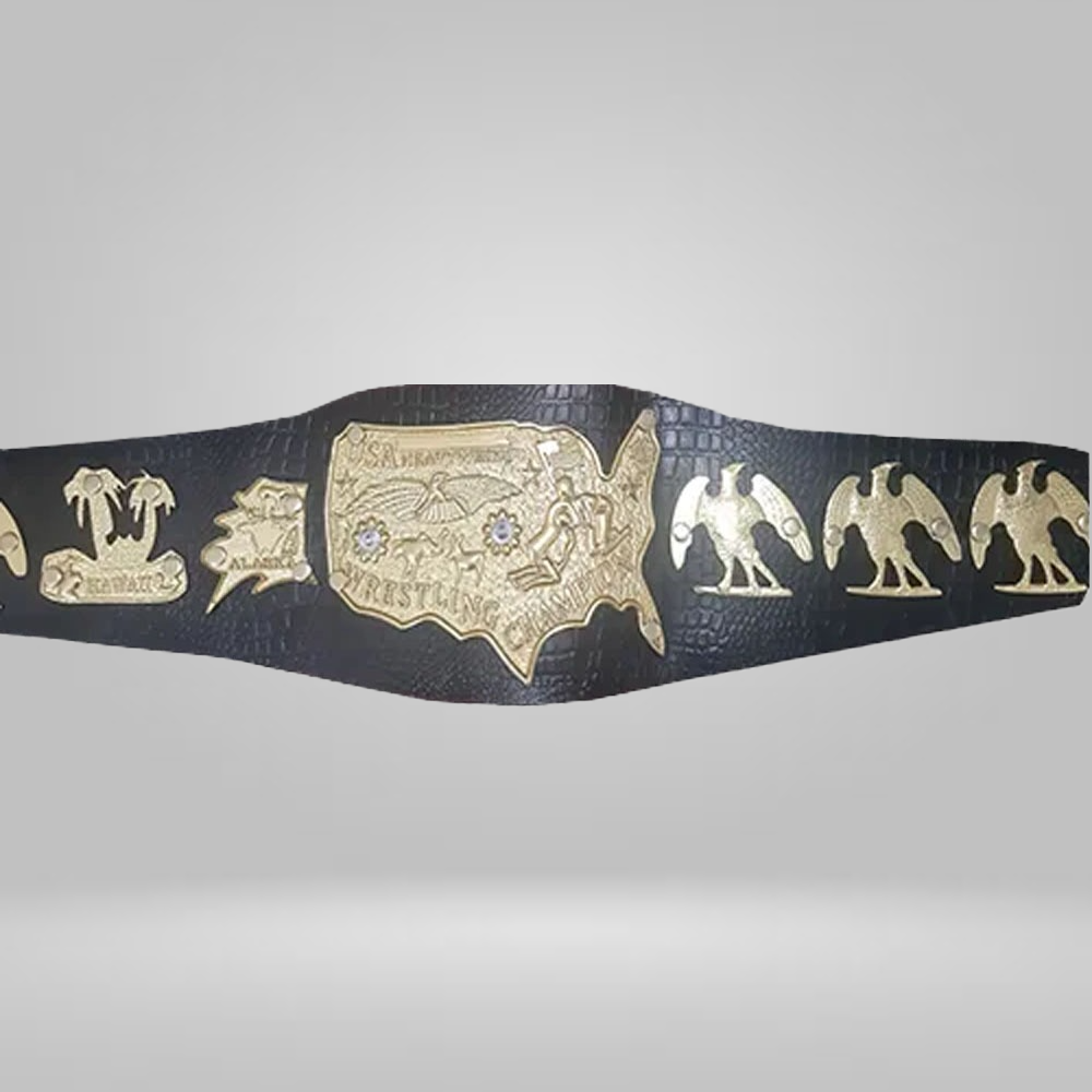 NWA Mid-Atlantic USA Heavyweihgt Heavyweight Wrestling Title Champion Belt Flair Wahoo Mulligan Valentine Piper Black Strap - Rental Sports