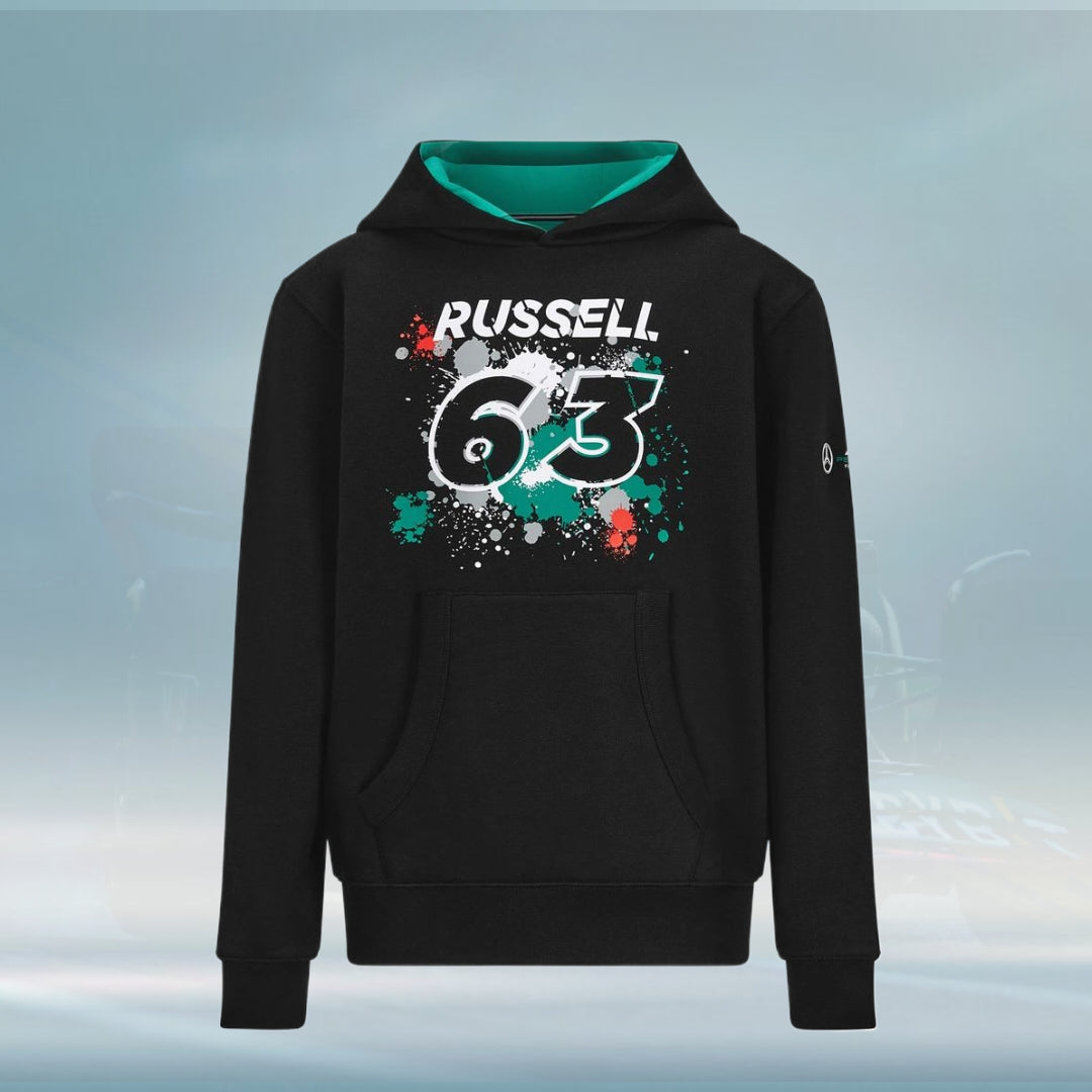 2022 Mercedes AMG F1 Mens George 63 Hooded Sweatshirt Black - Rental Sports