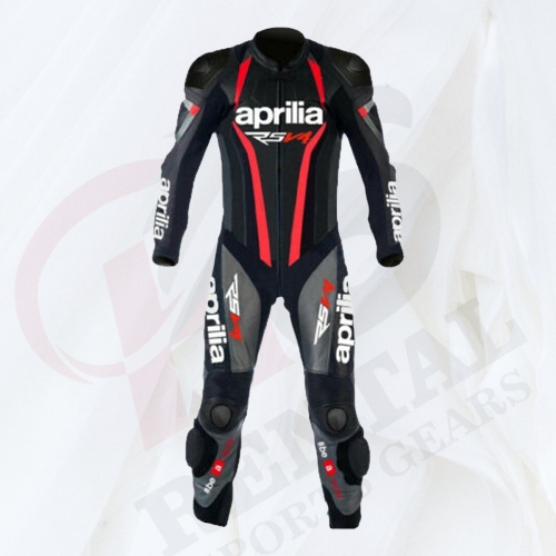 APRILIA BLACK V4 RACE SUIT Leather Motorbike Racing SUIT - Rental Sports