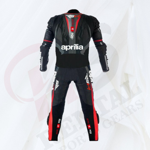 APRILIA BLACK V4 RACE SUIT Leather Motorbike Racing SUIT - Rental Sports