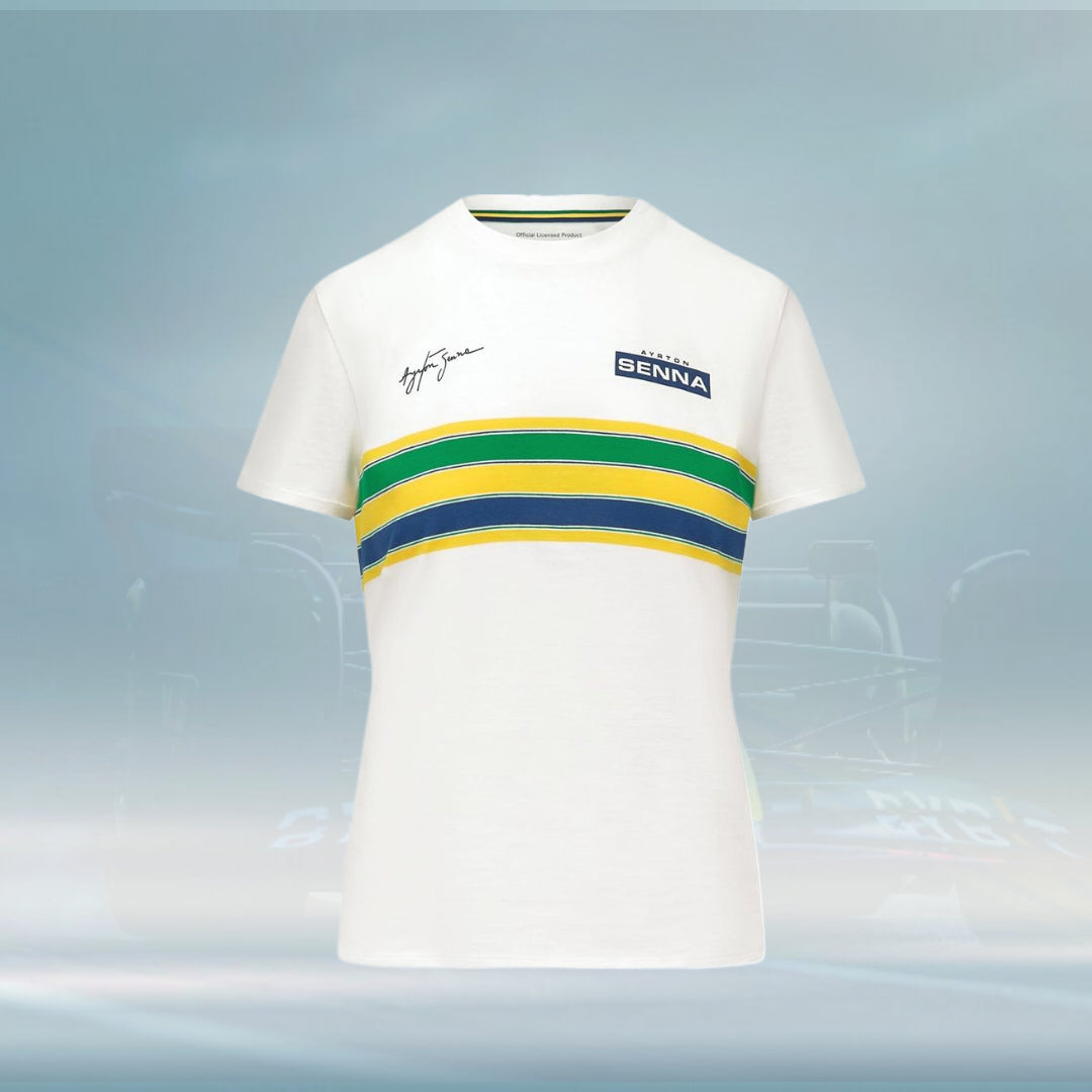 2022 Ayrton Senna Brazil Ladies Stripe t-shirt - Rental Sports