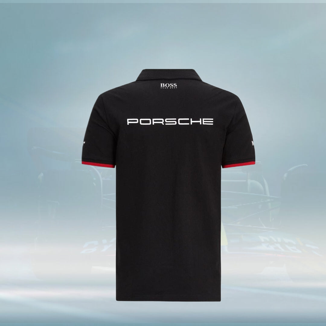 2021 Porsche Germany Mens Team Polo Shirt Black - Rental Sports