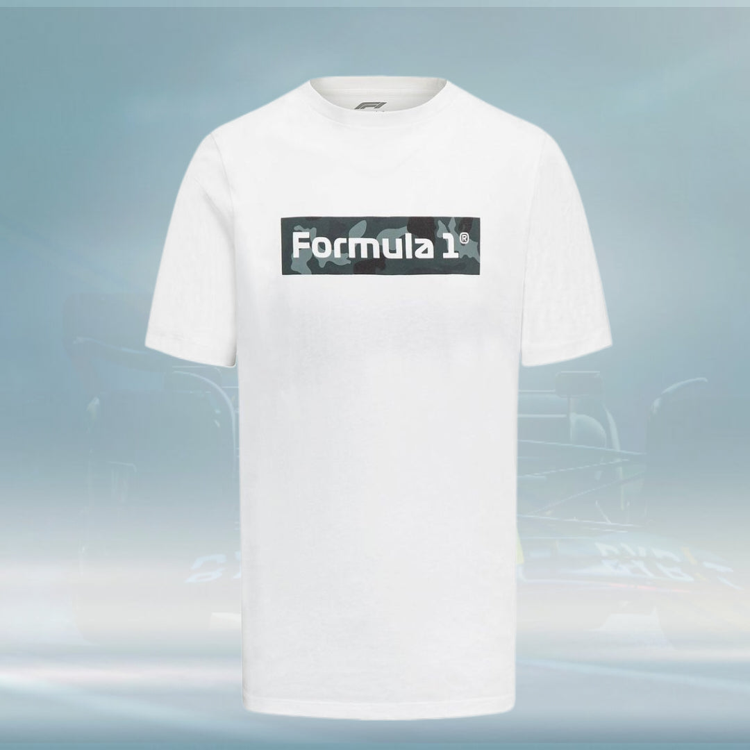 2023 Formula 1 Mens Camo Sports T-shirt White - Rental Sports