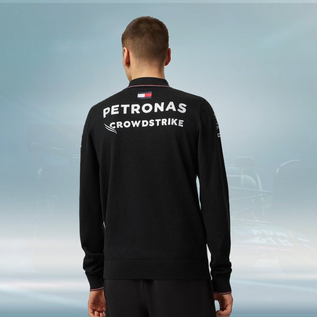 2023 Mercedes AMG Germany F1 Mens LS Team Polo Shirt Black - Rental Sports