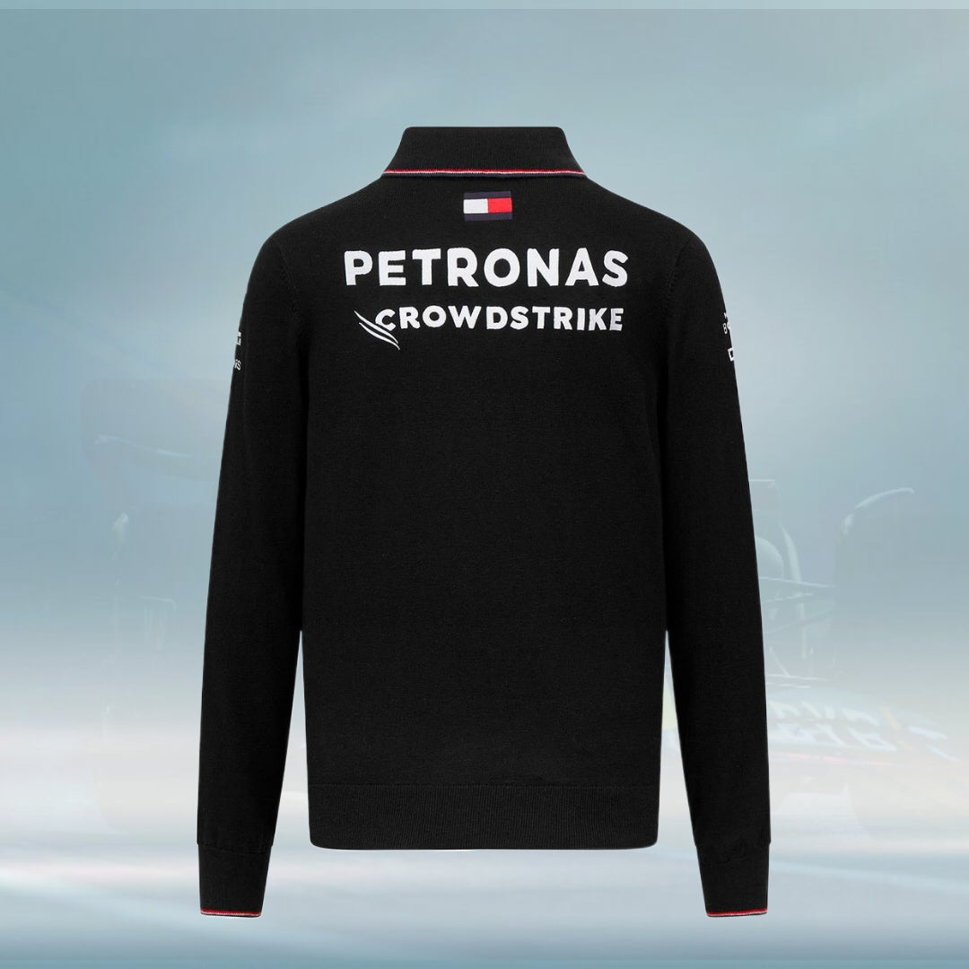 2023 Mercedes AMG Germany F1 Mens LS Team Polo Shirt Black - Rental Sports