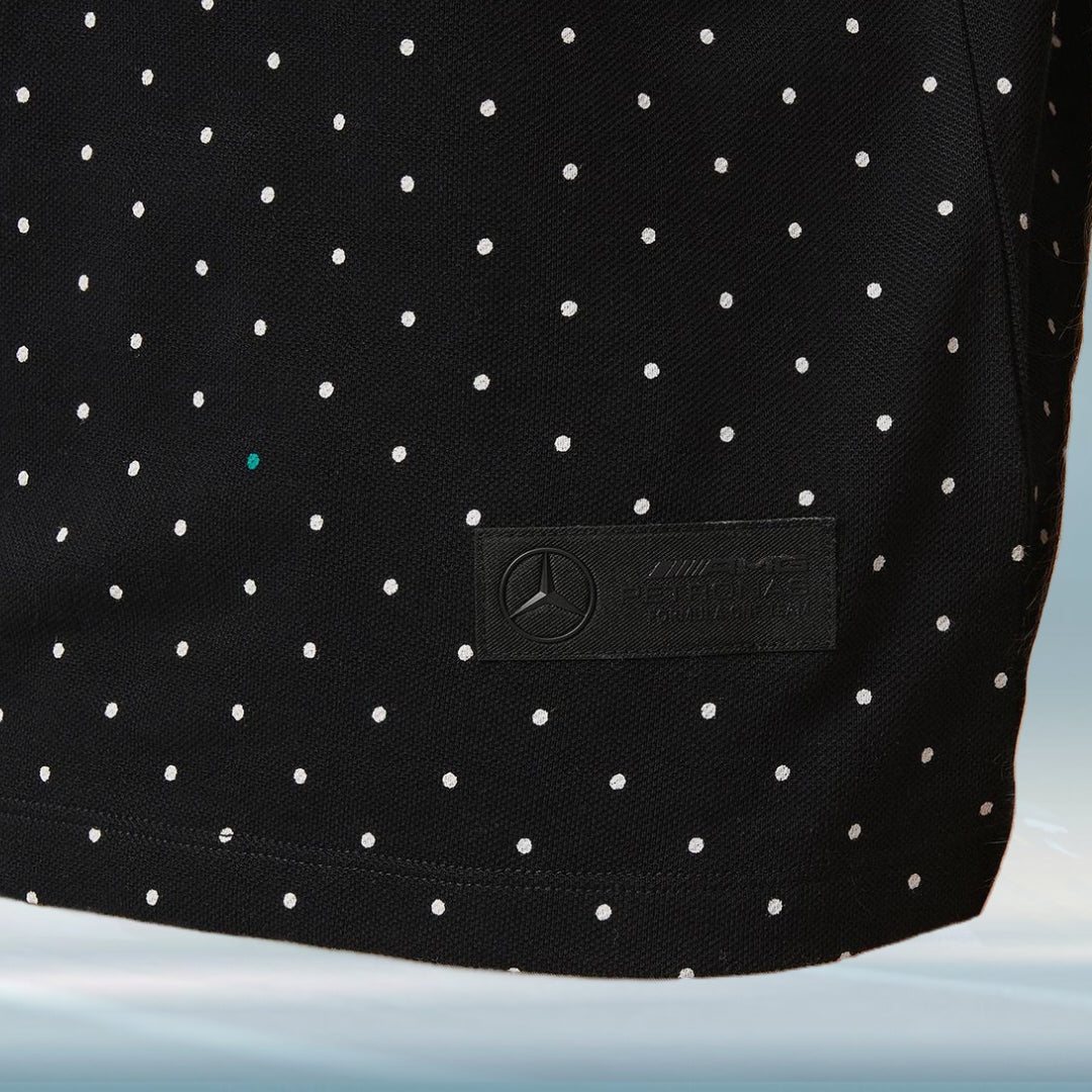 2023 Mercedes AMG Germany F1 Mens Polka Dot Polo Shirt Black - Rental Sports