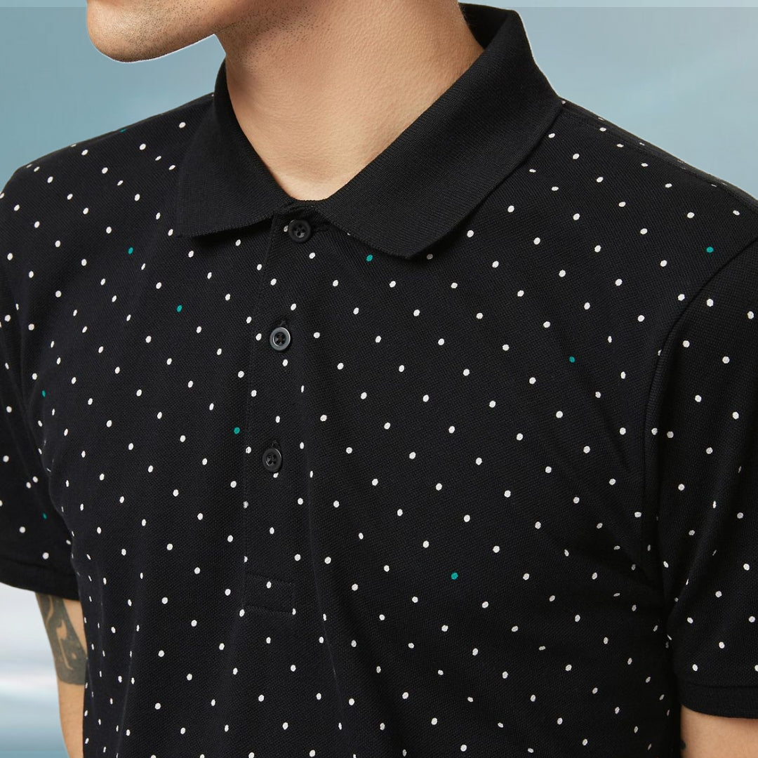 2023 Mercedes AMG Germany F1 Mens Polka Dot Polo Shirt Black - Rental Sports