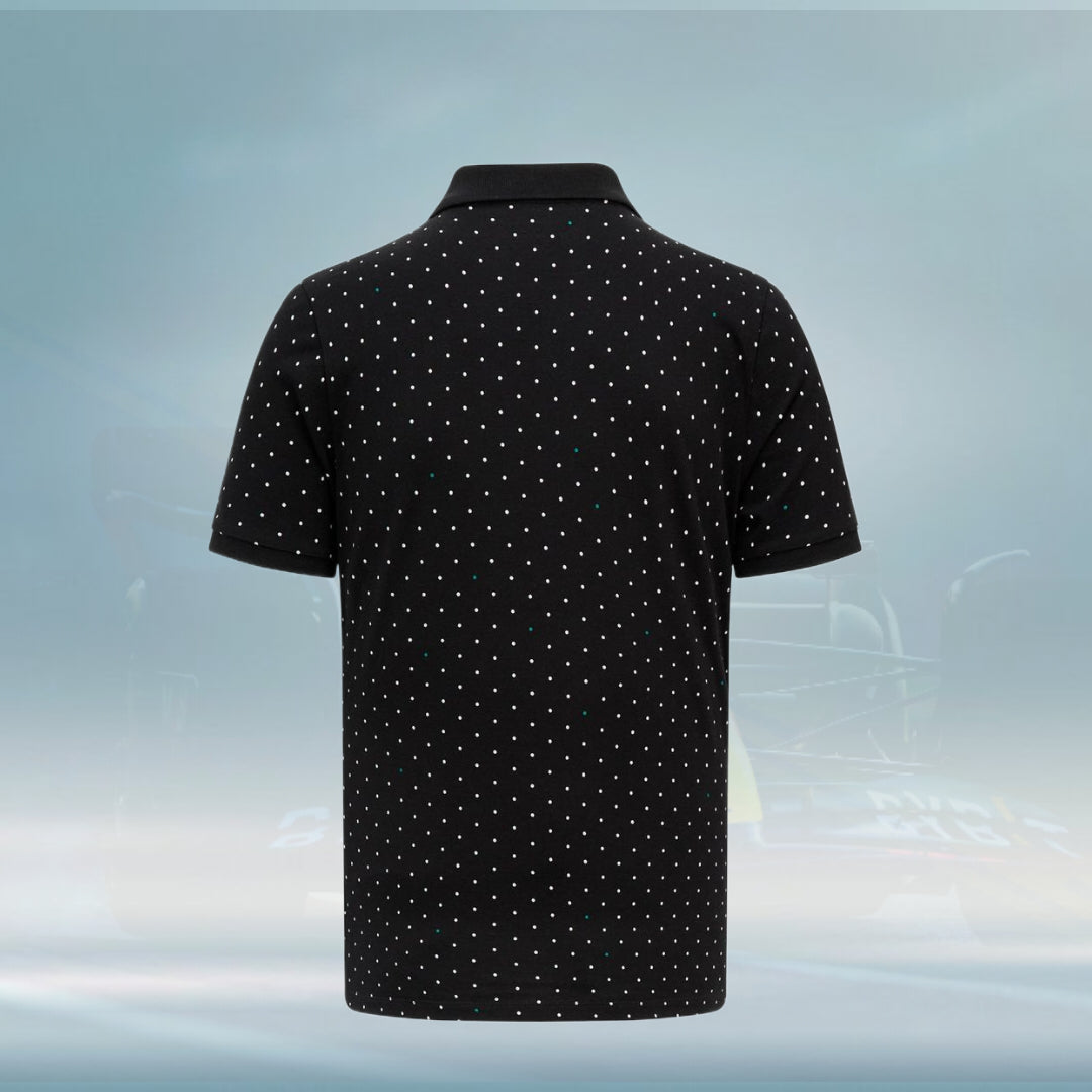 2023 Mercedes AMG Germany F1 Mens Polka Dot Polo Shirt Black - Rental Sports