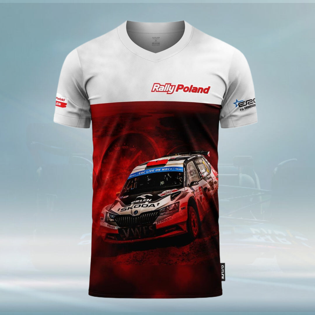 2023 Rally Poland ERC Mens T-shirt white/red - Rental Sports