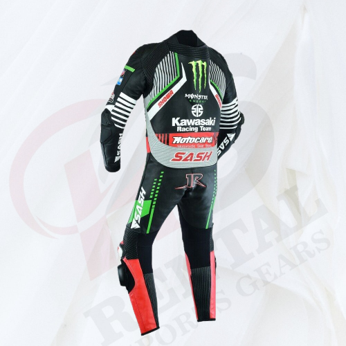 Kawasaki Motorcyle Racing Suit Cowhide Leather Motorbike Suit Genuine Leather - Rental Sports