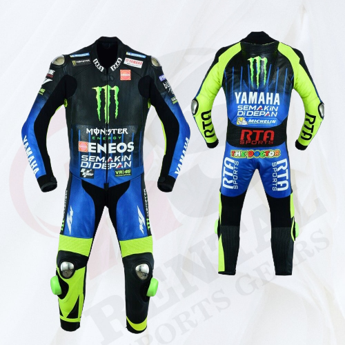 Valentino Rossi Monster Cowhide Motorcyle MotoGP Racing Suit - Rental Sports