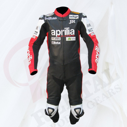 Aprila Cowhide Leather Motorcyle Suit Racing Biker Suit CE Padding - Rental Sports