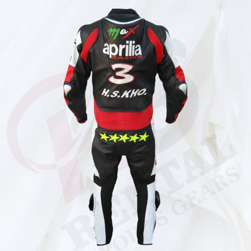 Aprila Cowhide Leather Motorcyle Suit Racing Biker Suit CE Padding - Rental Sports