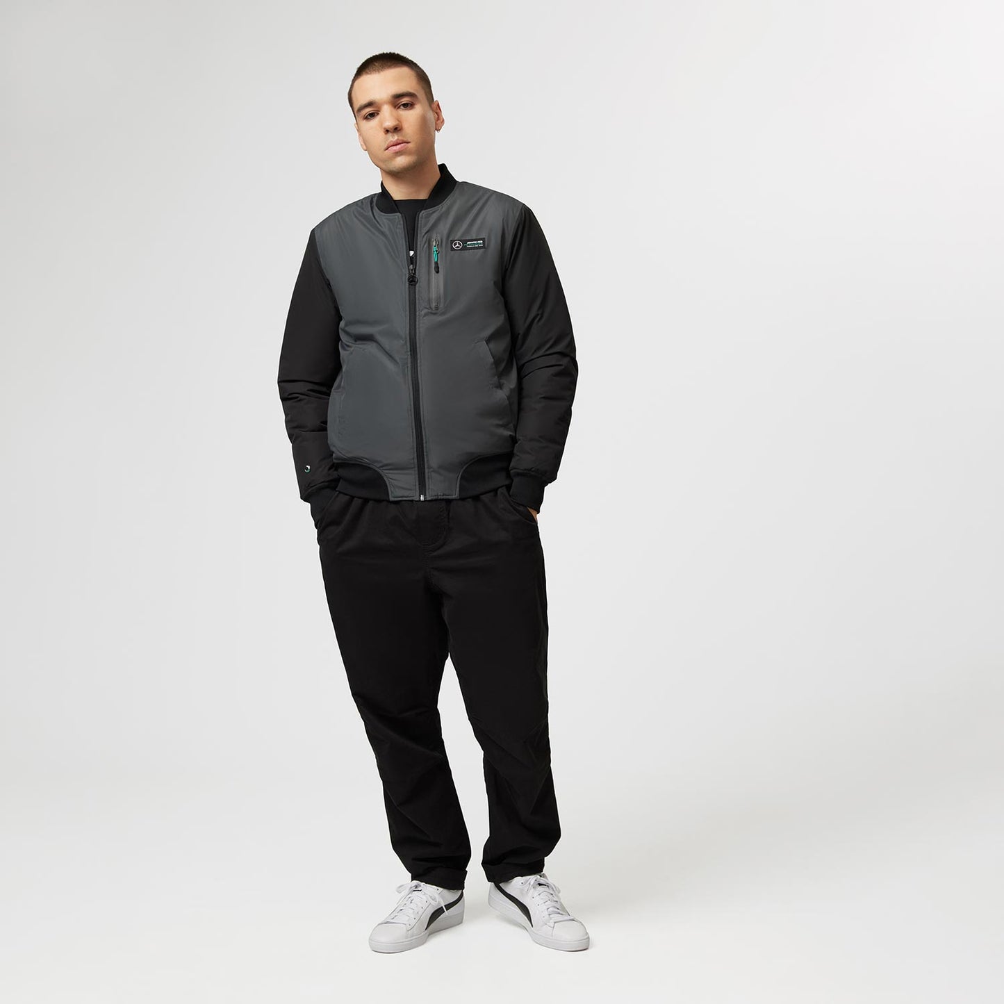 2023 Men's Bomber Grey Mercedes AMG F1 Jacket - Rental Sports