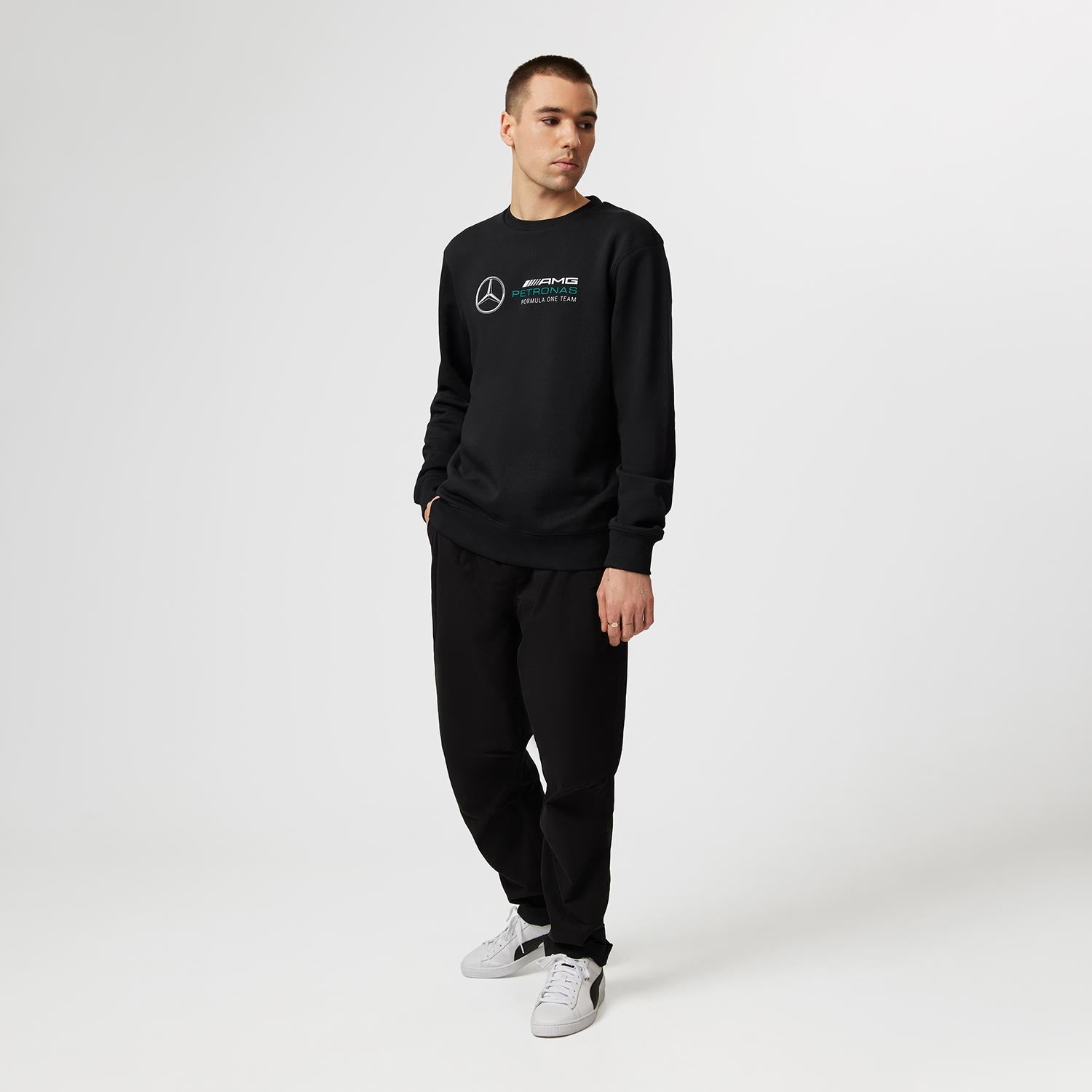 2023 Men's Crew Logo Black Mercedes AMG F1
