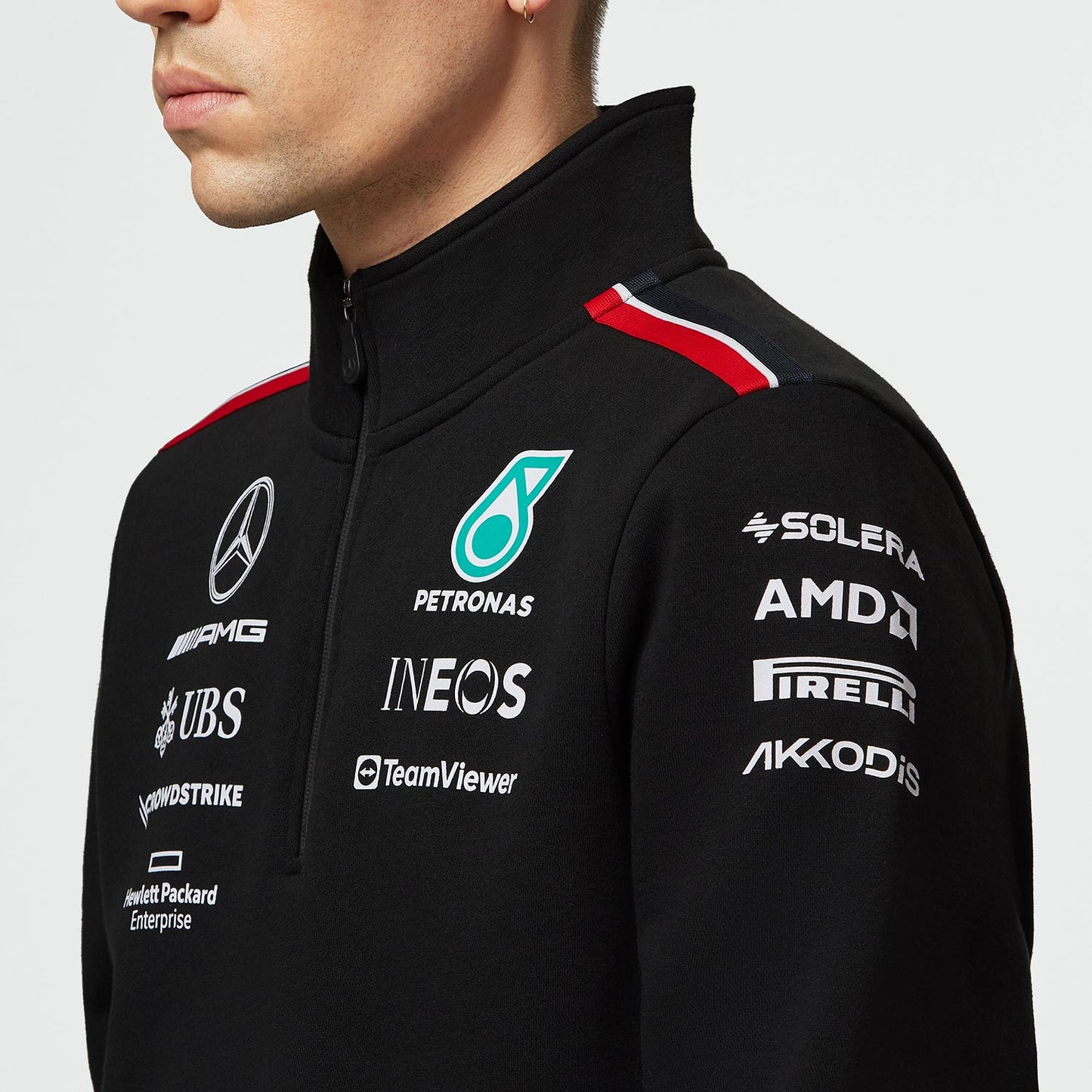 2023 Men's Hoodie 1/4 Zip Team Mercedes AMG F1 - Rental Sports