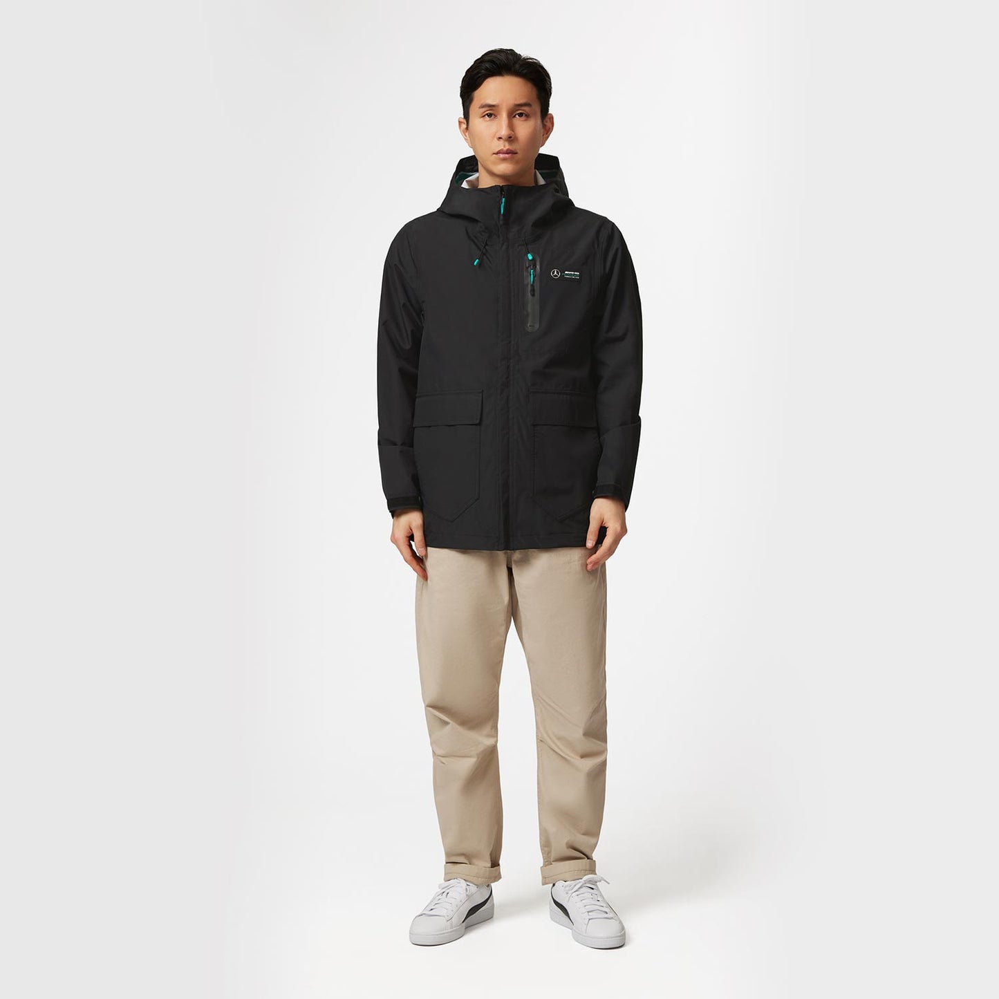 2023 Men's Performance Black Mercedes AMG F1 Jacket - Rental Sports