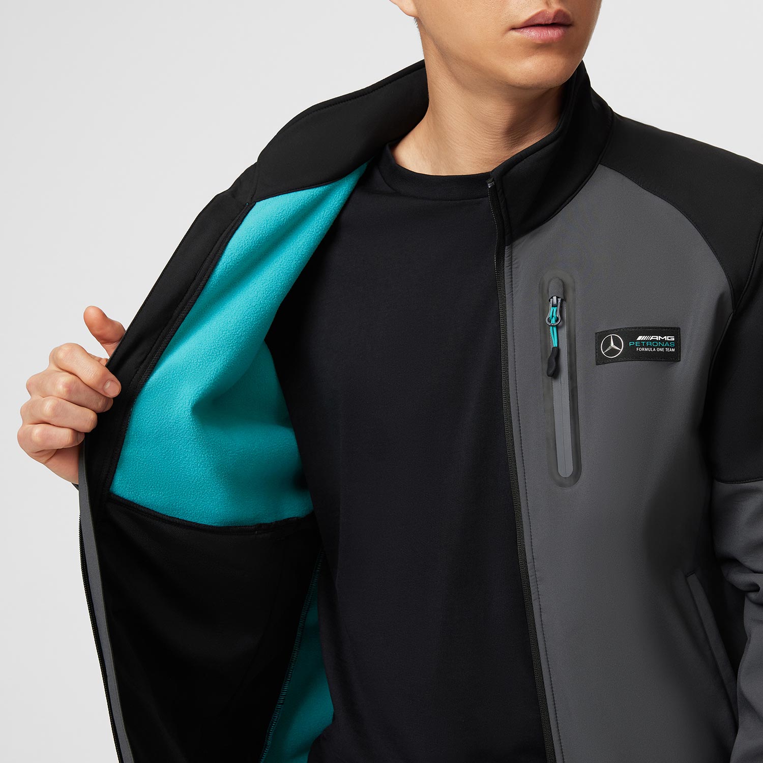 2023 Mercedes AMG F1 Mens Logo Softshell Jacket