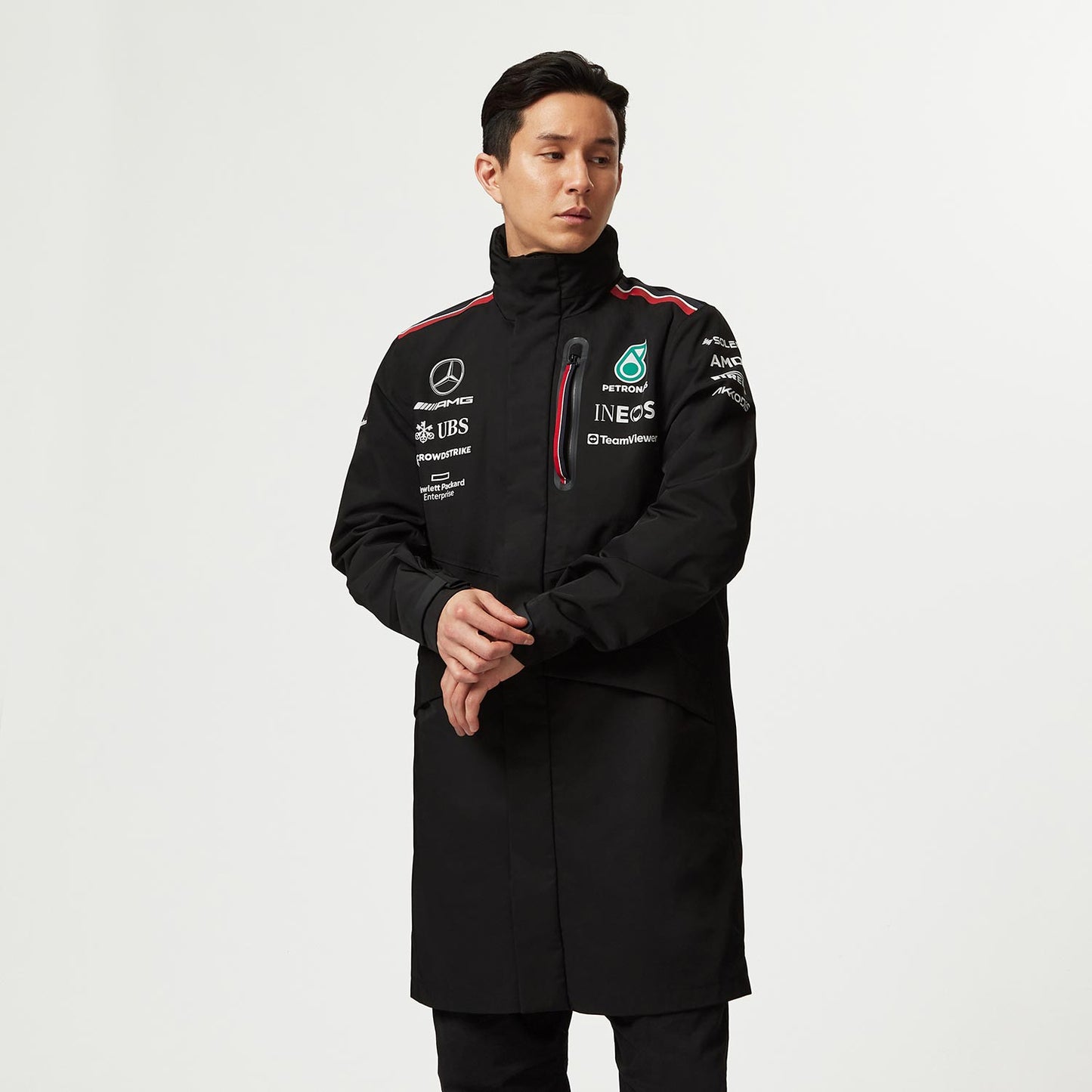 2023 Mercedes AMG Germany F1 Team Mens Rain Jacket Black - Rental Sports