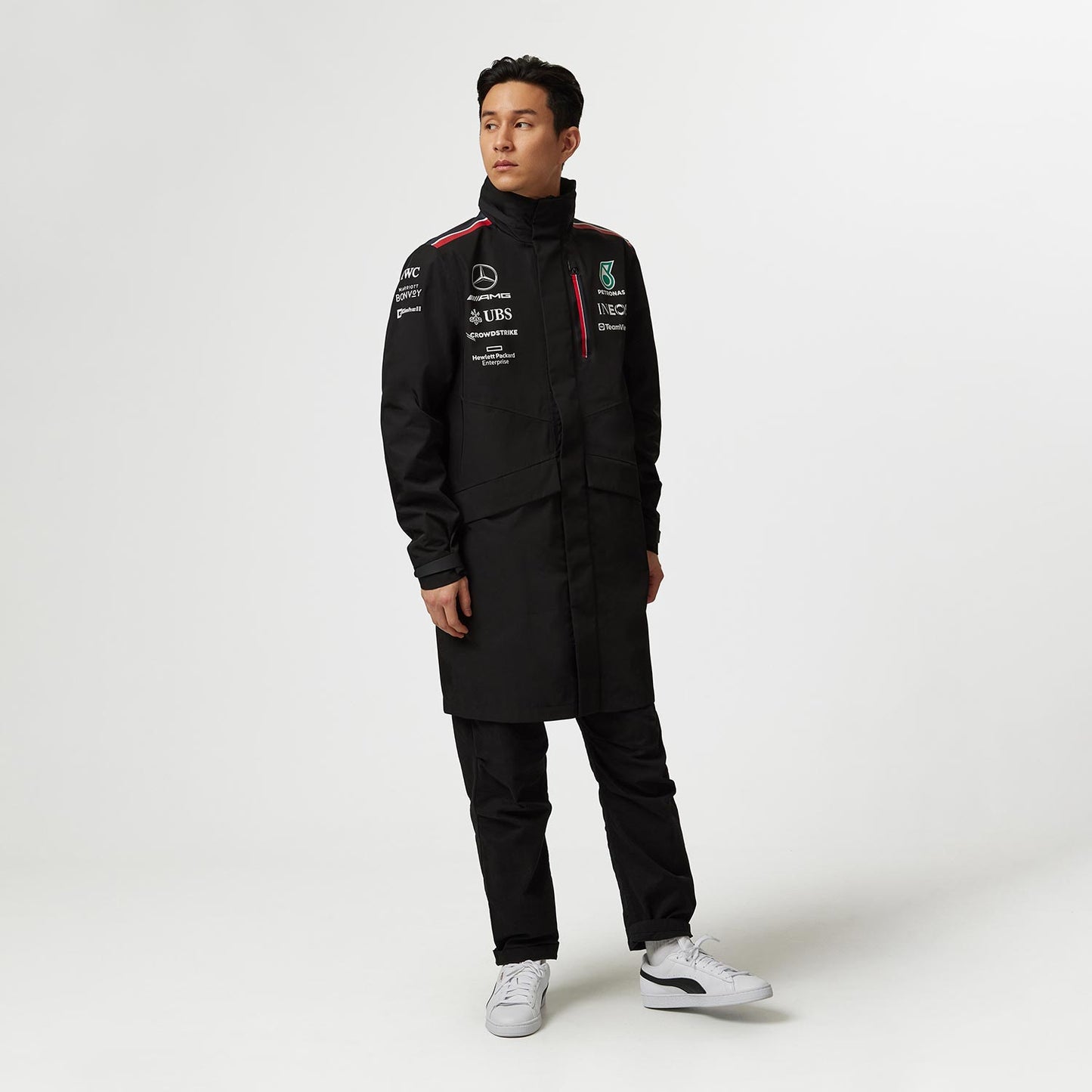 2023 Mercedes AMG Germany F1 Team Mens Rain Jacket Black - Rental Sports