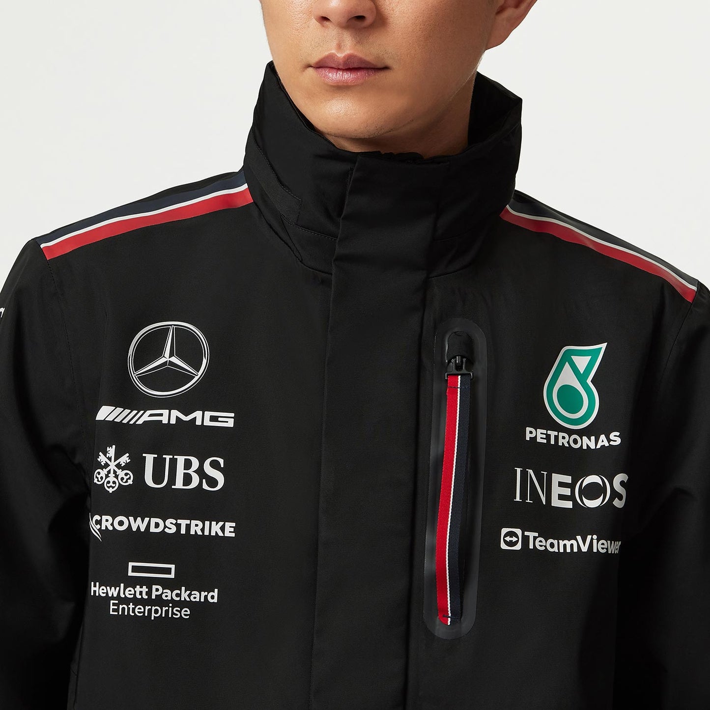 2023 Mercedes AMG Germany F1 Team Mens Rain Jacket Black - Rental Sports