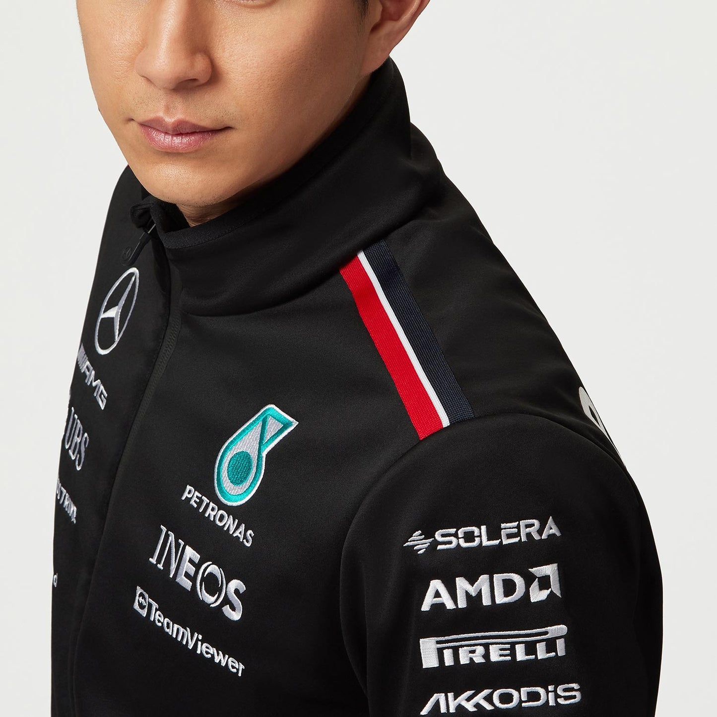 2023 Mercedes AMG Germany F1 Team Mens Softshell Jacket Black - Rental Sports