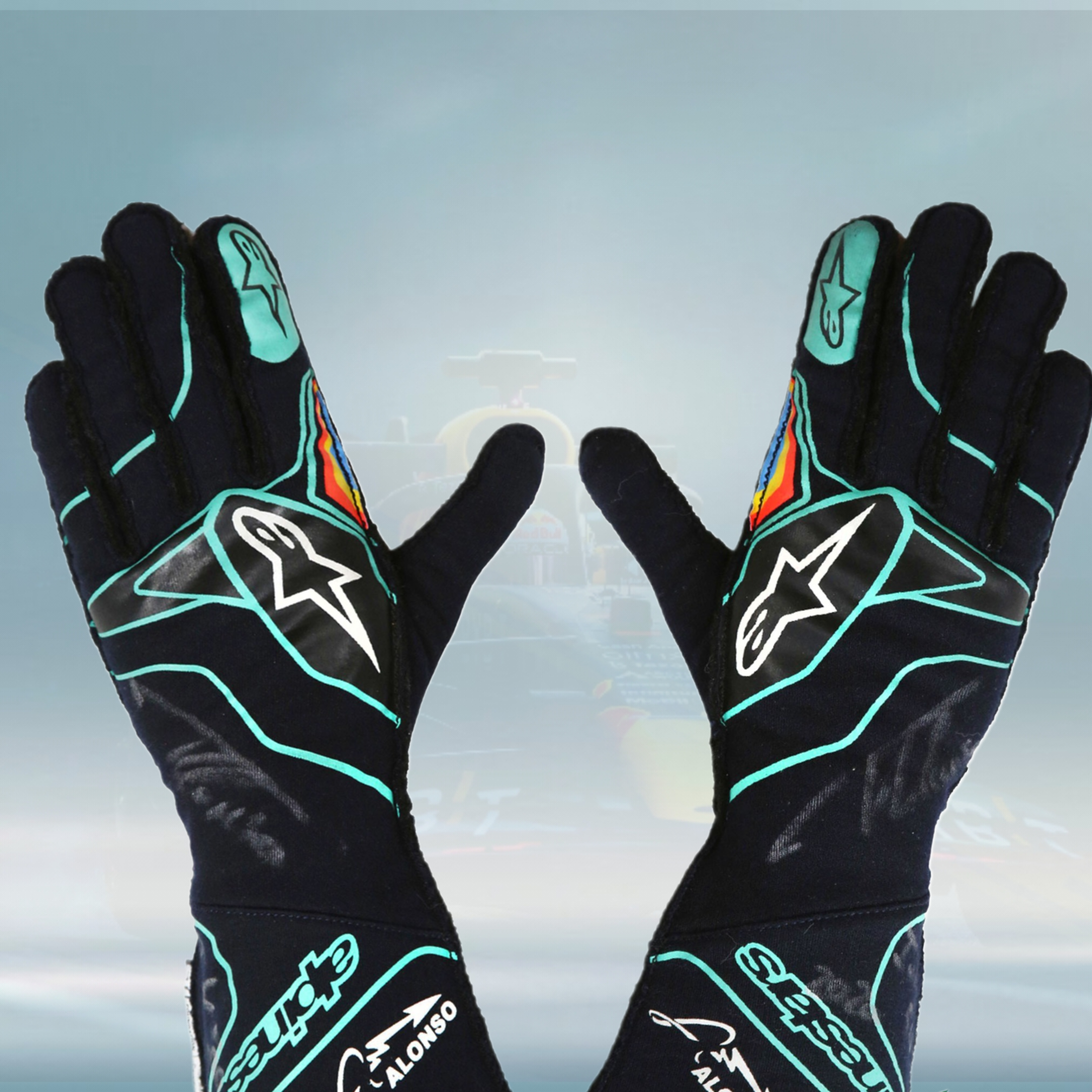 2020 Fernando Alonso Indy 500 Arrow McLaren SP Alpinestars Gloves