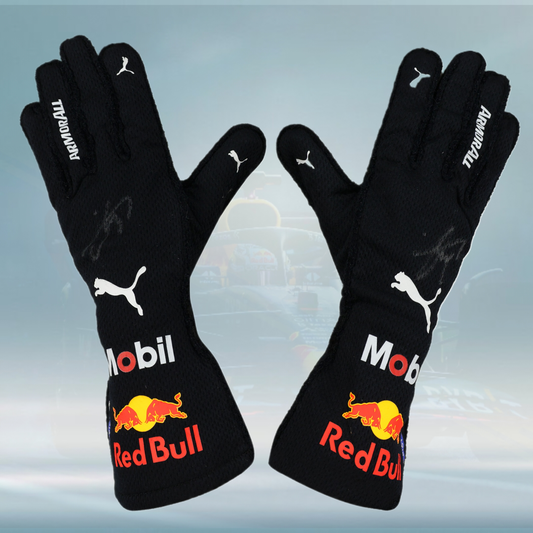 2022 Sergio Perez Signed Abu Dhabi Race Used Red Bull Racing F1 Gloves