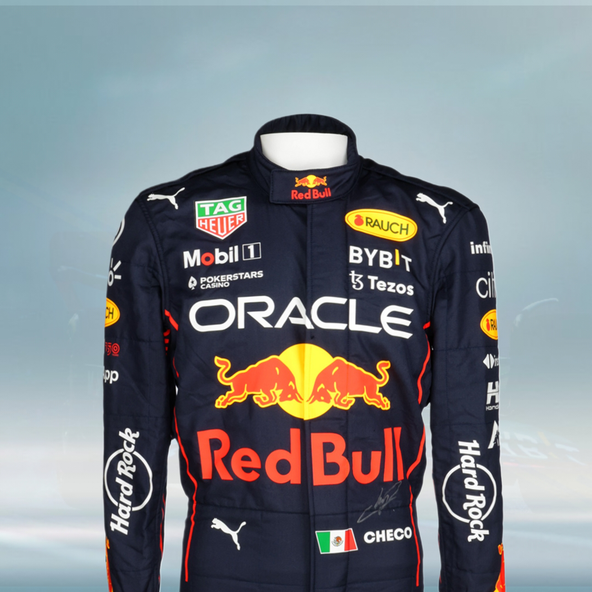 2022 Sergio Perez Signed Used Red Bull Racing F1 Suit