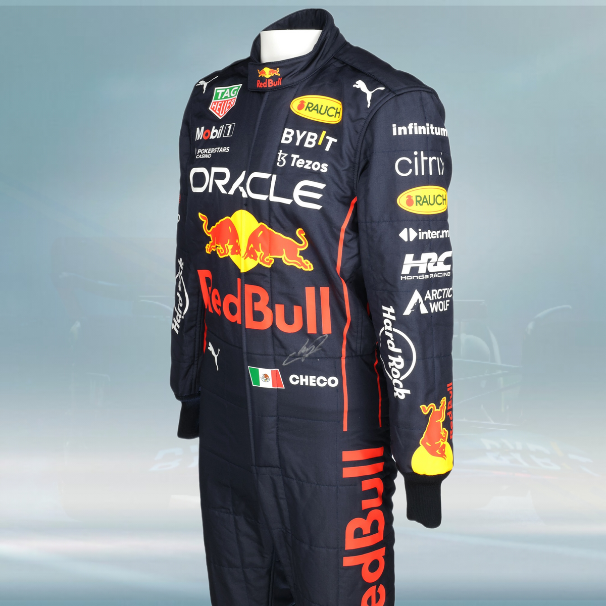 2022 Sergio Perez Signed Used Red Bull Racing F1 Suit