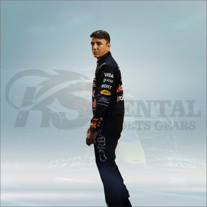 Isack Hadjar 2026 Red Bull Racing suit with detailed graphics